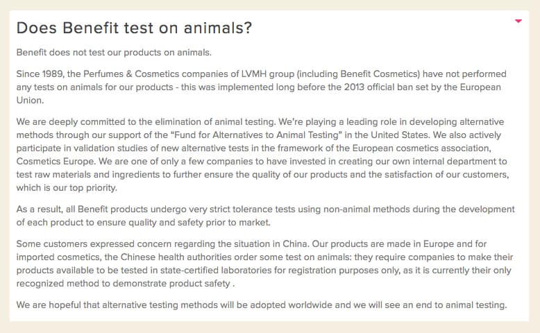 Is benefit cosmetics cruelty-free deals 2022